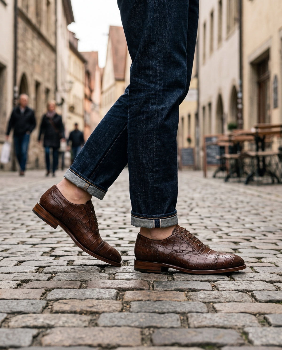 Height Increasing Brown Crocodile-Print Leather Aurelia Cap-Toe Oxford - 3 Inch Hidden Heel – lifestyle