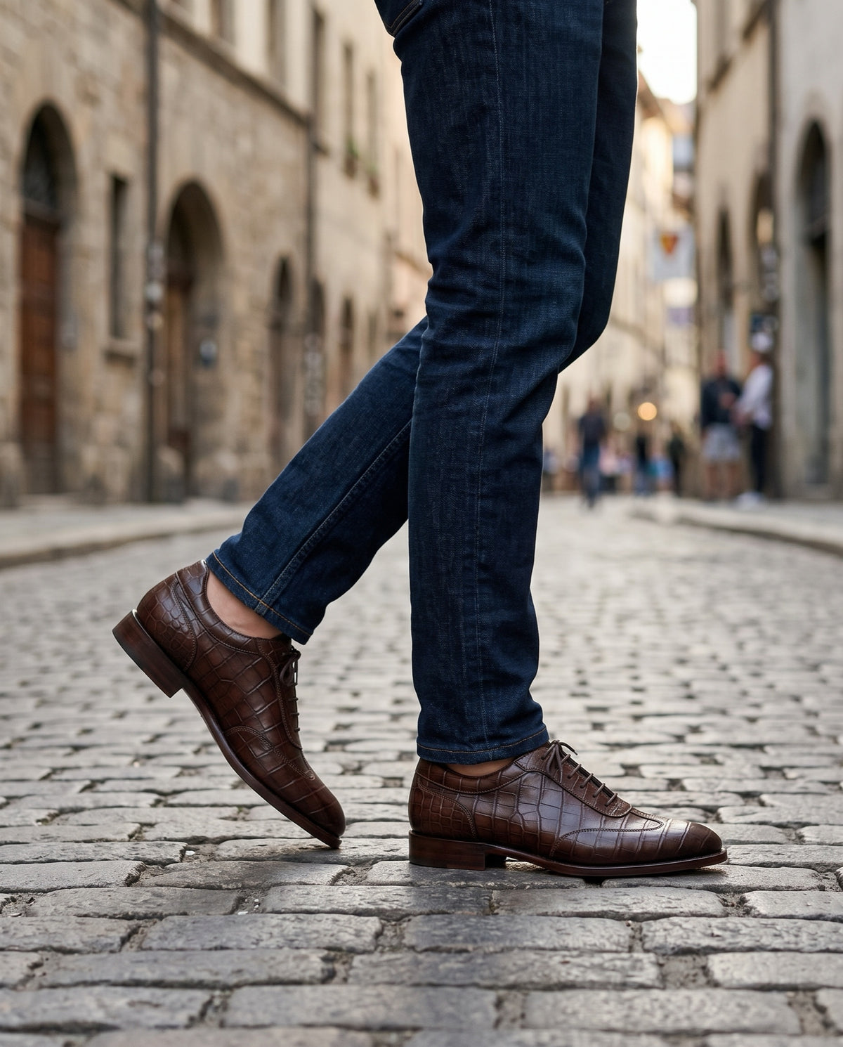 Height Increasing Brown Crocodile-Print Leather Appia Lace-Up Oxford - 3 Inch Hidden Heel – lifestyle