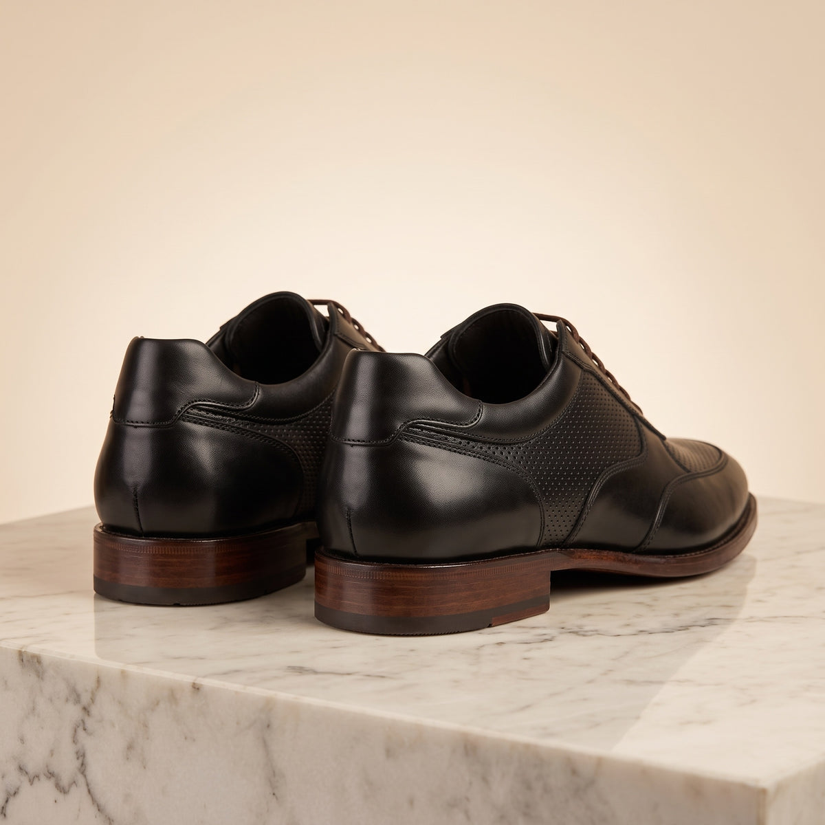 Black Leather Vesuvio Perforated Lace-Up Oxford – back view