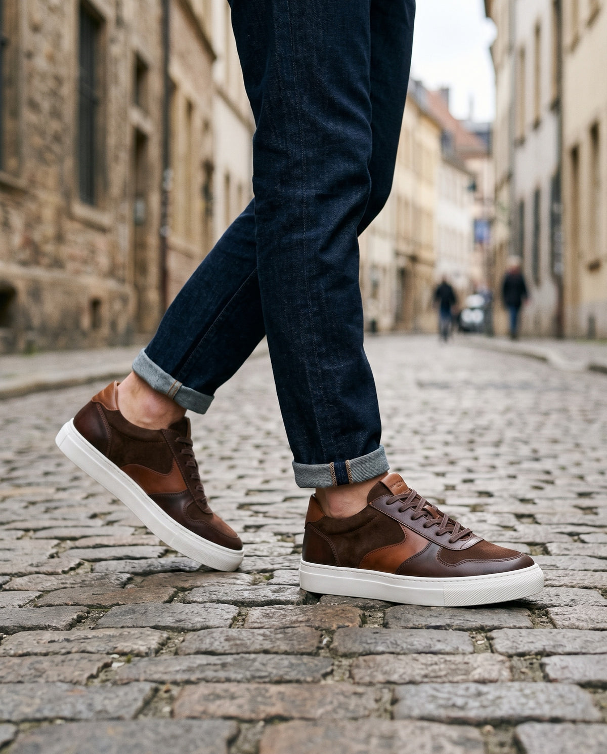 Height Increasing Brown Patina Calf Trebbia Sneaker with White Cup Sole - 3 Inch Hidden Heel – lifestyle