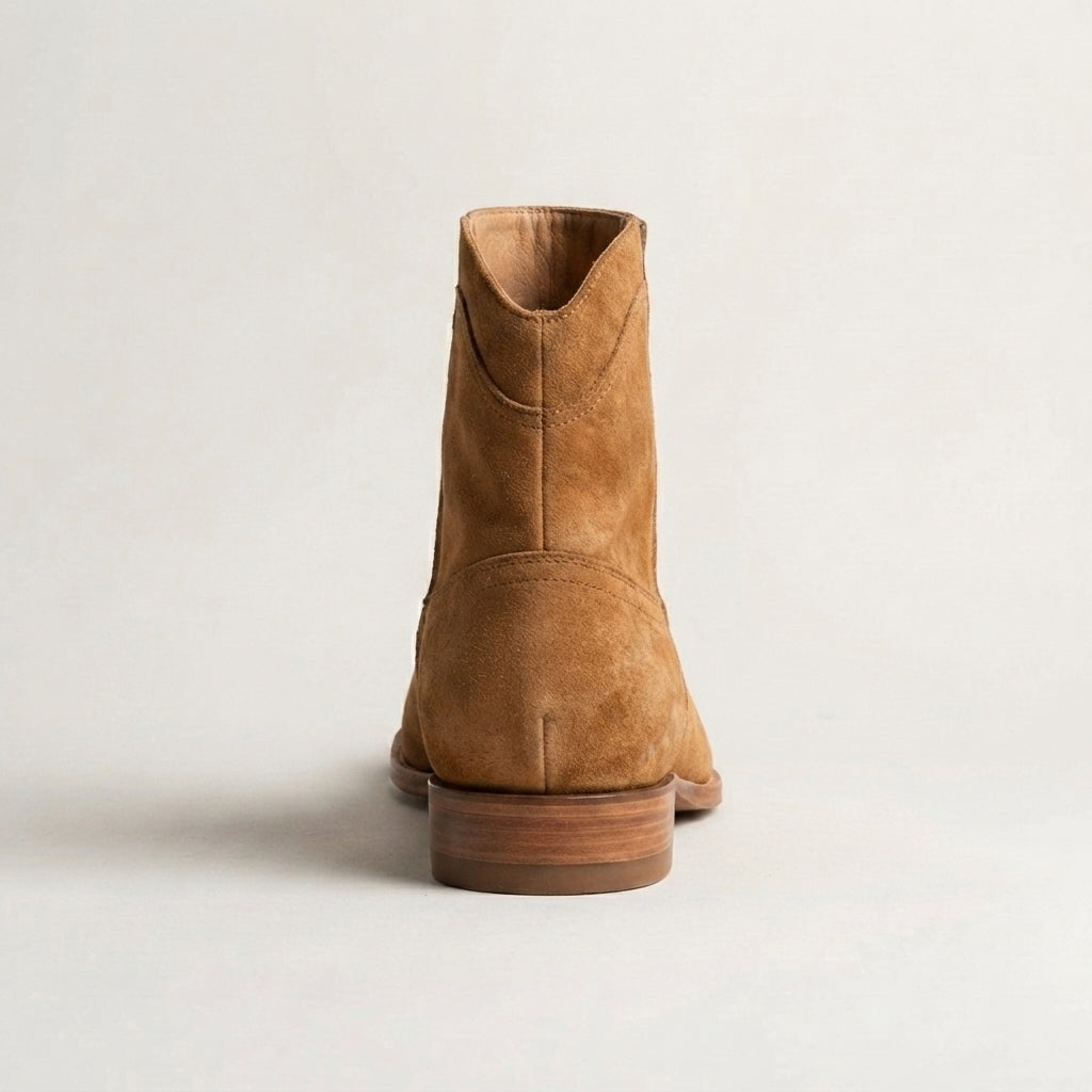 Tan Leather Scirocco Boot with Natural Leather Sole – heel view