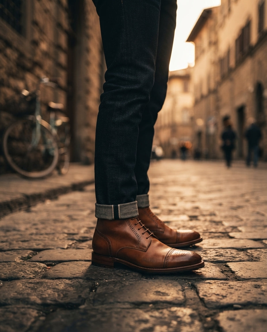 Tan Leather Scirocco Boot with Natural Leather Sole – lifestyle