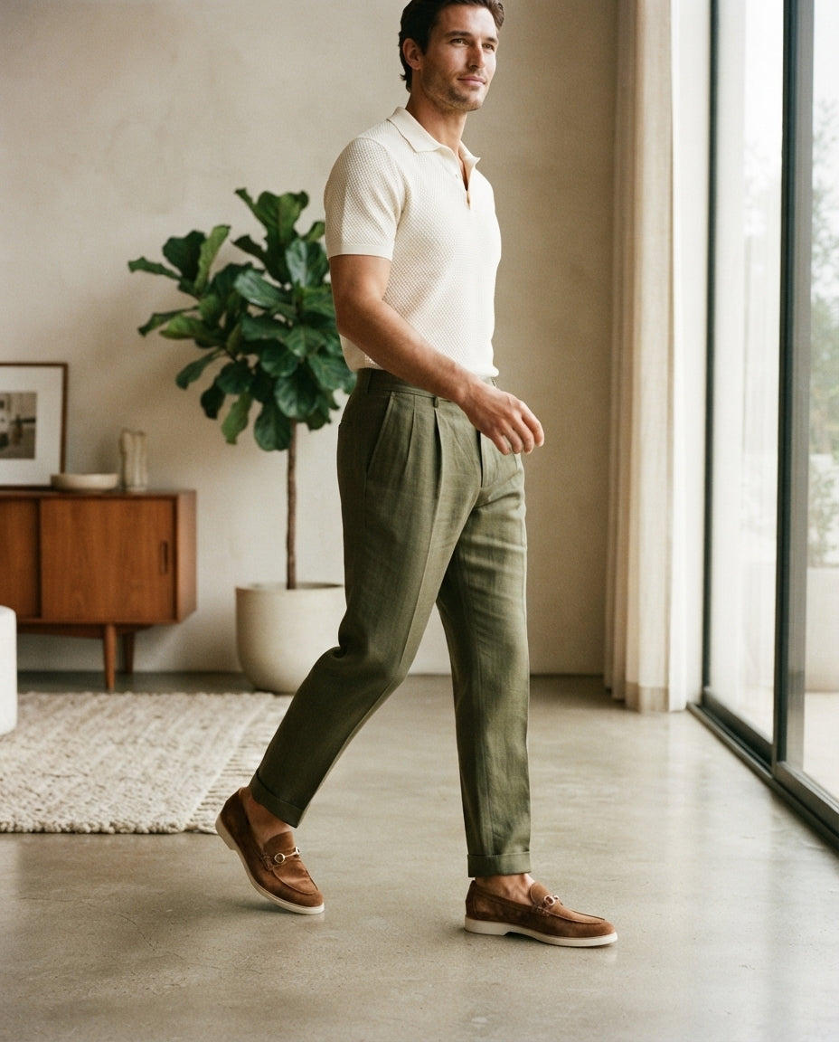Tan Suede Mildew Horse Bit Loafer with White Yatch Sole – lifestyle
