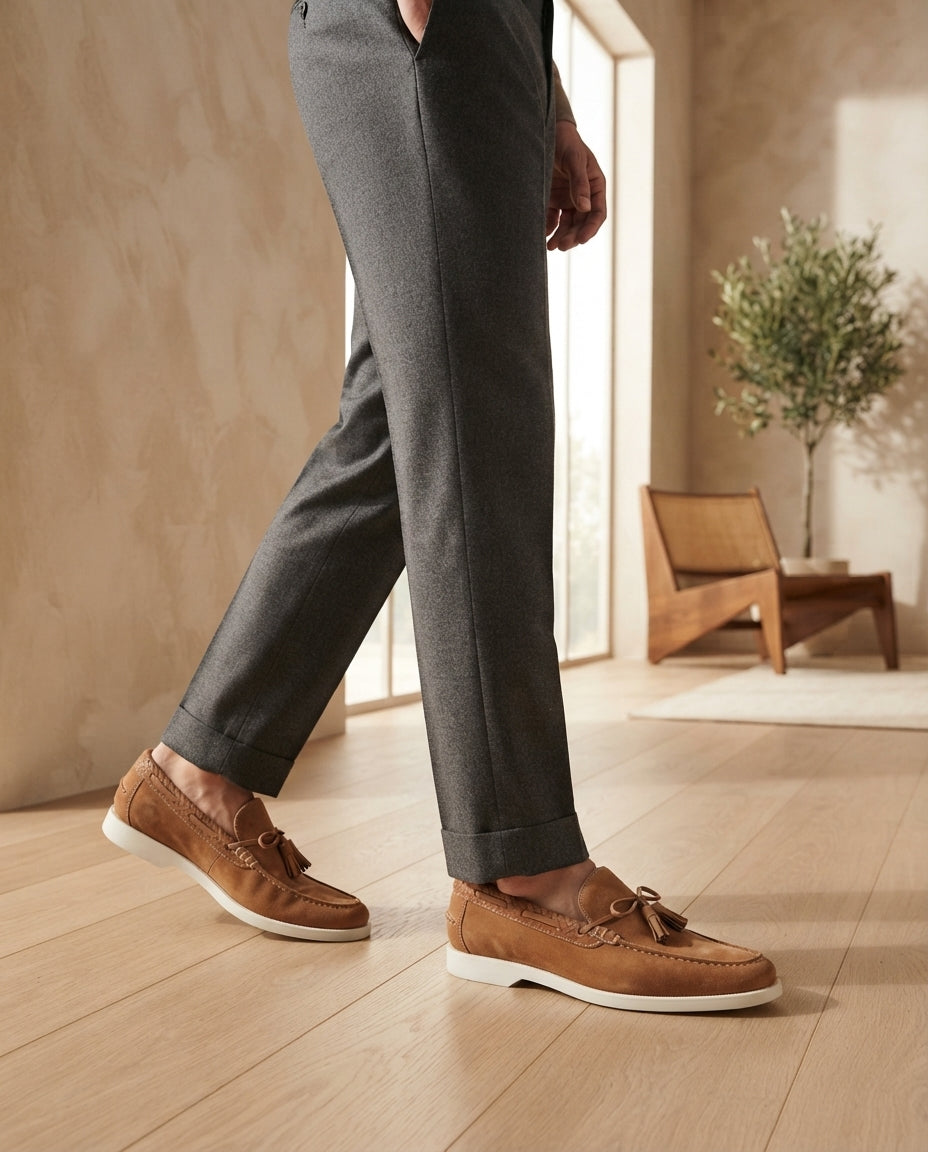 Height Increasing Tan Suede Mildew Loafer with White Yacht Sole - 3 Inch Hidden Heel – lifestyle