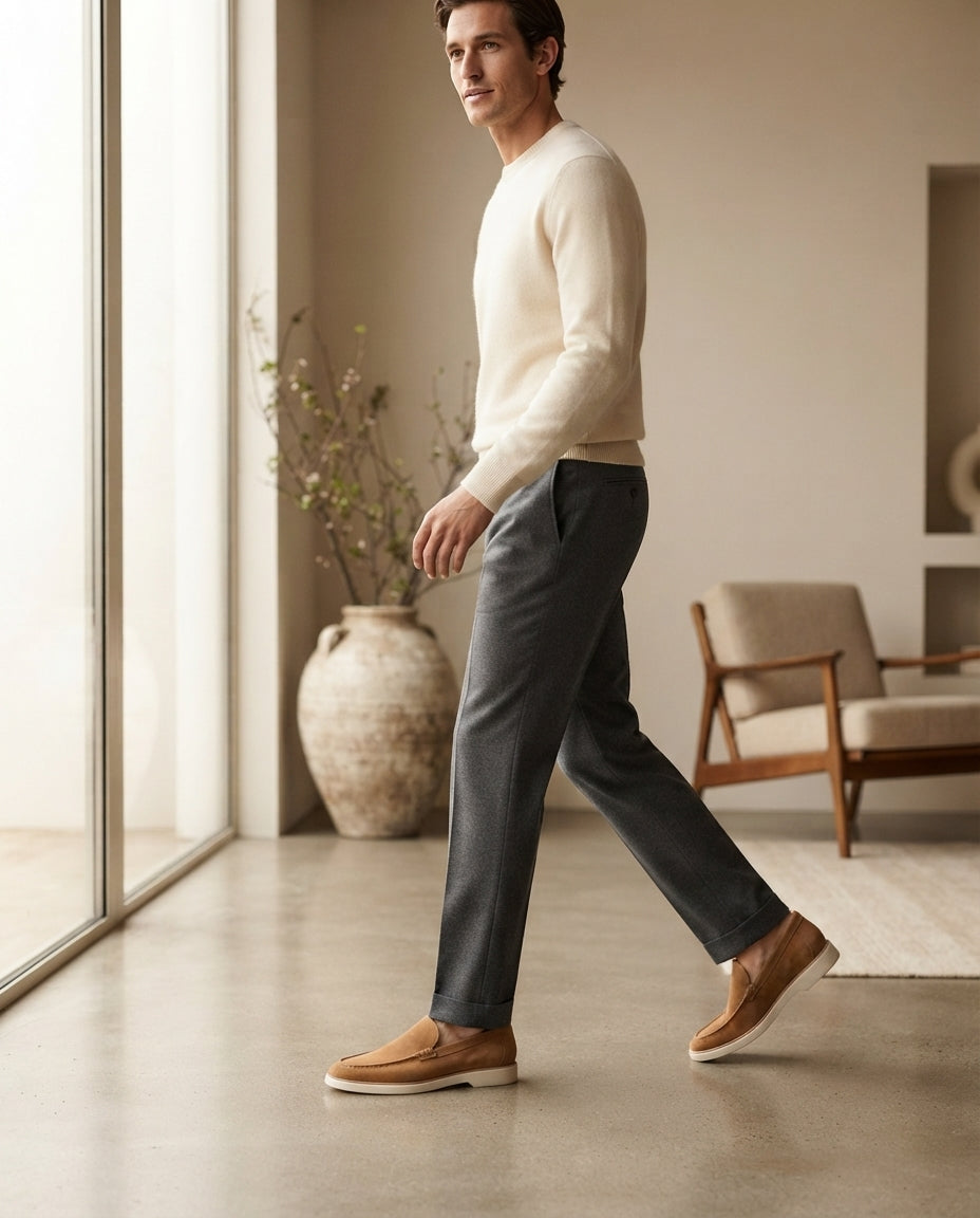 Height Increasing Tan Suede Mildew Loafer with White Yacht Sole - 3 Inch Hidden Heel – lifestyle