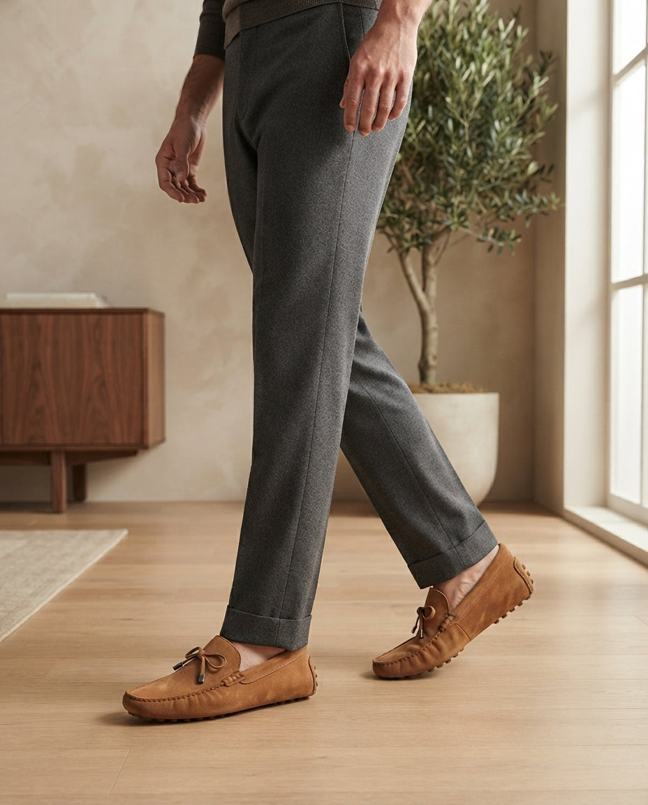Height Increasing Tan Suede Ponente Driving Shoe with Pebble Rubber Sole - 3 Inch Hidden Heel – lifestyle